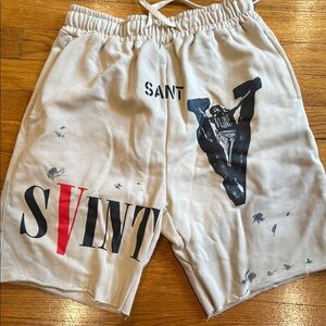 Graphic Print Beige Shorts